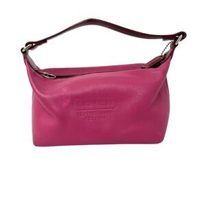 Coach Rare Leatherware Embossed Logo Shoulder Bag Pink Fuchsia Leather Vintage